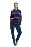 Dres damski długi 341 welurowy 2XL indygo w paski Luna Dres damski długi 341 welurowy 2XL indygo w paski Luna