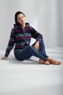 Dres damski długi 341 welurowy 2XL indygo w paski Luna Dres damski długi 341 welurowy 2XL indygo w paski Luna