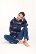 Dres damski długi 341 welurowy 2XL indygo w paski Luna Dres damski długi 341 welurowy 2XL indygo w paski Luna