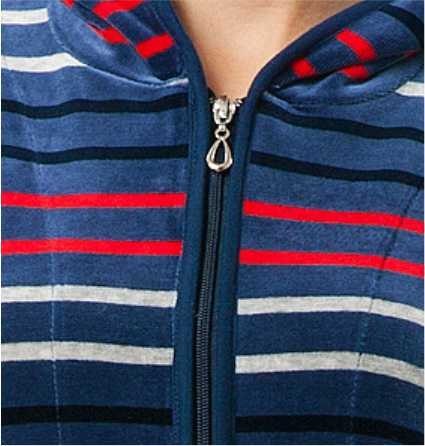 Dres damski długi 341 welurowy 2XL indygo w paski Luna Dres damski długi 341 welurowy 2XL indygo w paski Luna