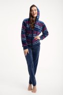 Dres damski długi 341 welurowy 2XL indygo w paski Luna Dres damski długi 341 welurowy 2XL indygo w paski Luna