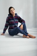 Dres damski długi 341 welurowy XL indygo w paski Luna Dres damski długi 341 welurowy XL indygo w paski Luna