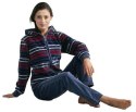 Dres damski długi 341 welurowy XL indygo w paski Luna Dres damski długi 341 welurowy XL indygo w paski Luna
