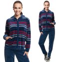 Dres damski długi 341 welurowy XL indygo w paski Luna Dres damski długi 341 welurowy XL indygo w paski Luna