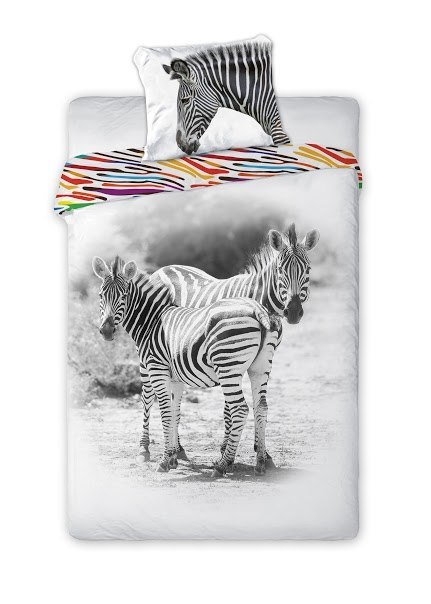 Pościel bawełniana 140x200 Wild Zebra zebry biała czarna kolorowe paski 5680 Pościel bawełniana 140x200 Wild Zebra zebry biała czarna kolorowe paski 5680
