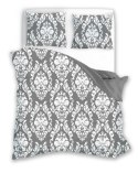 Pościel bawełniana 160x200 Glamour 005 szara biała ornament Faro 01