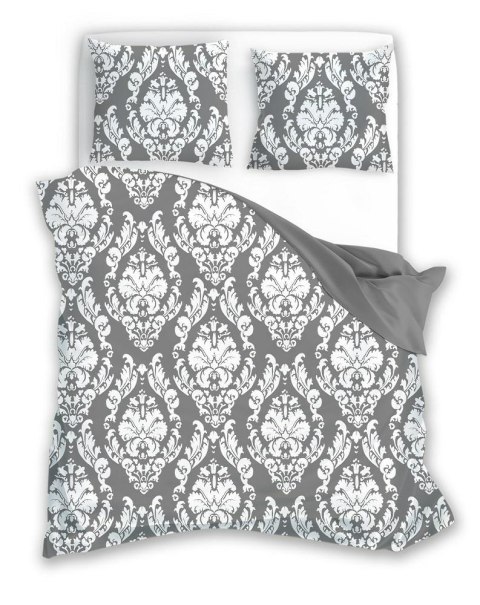 Pościel bawełniana 160x200 Glamour 005 szara biała ornament Faro 01