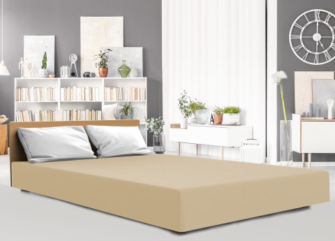 Prześcieradło jersey elastan 90x200 z gumką piaskowe 26 na wysoki materac 25 cm Luxury Prześcieradło jersey elastan 90x200 z gumką piaskowe 26 na wysoki materac 25 cm Luxury