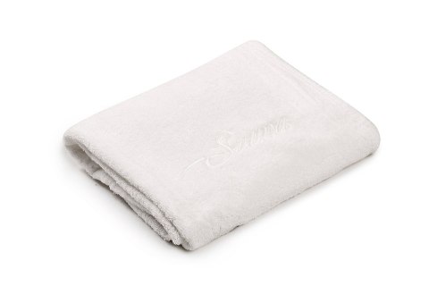 Ręcznik do sauny 80x150 Sauna biały 01 haftowany napis 100% bawełna Ręcznik do sauny 80x150 Sauna biały 01 haftowany napis 100% bawełna
