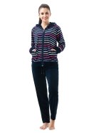 Dres damski długi 341 welurowy L granatowy w paski Luna Dres damski długi 341 welurowy L granatowy w paski Luna