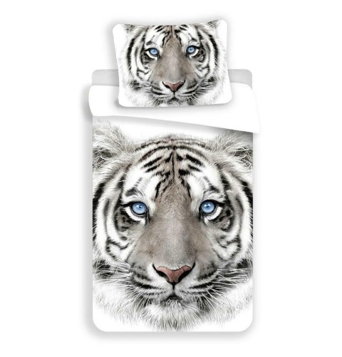 Pościel bawełniana 140x200 Tygrys biały 8088 Tiger white poszewka 70x90 Pościel bawełniana 140x200 Tygrys biały 8088 Tiger white poszewka 70x90