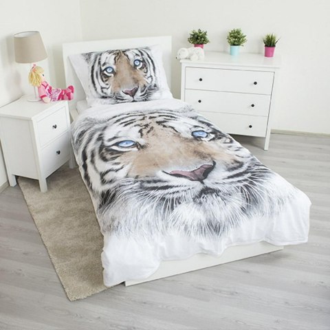 Pościel bawełniana 140x200 Tygrys biały 8088 Tiger white poszewka 70x90 Pościel bawełniana 140x200 Tygrys biały 8088 Tiger white poszewka 70x90