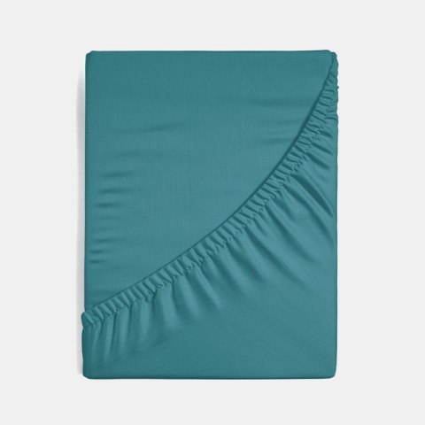 Prześcieradło satynowe z gumką 160x200 Nova turkusowe ciemne na wysoki materac 30 cm Eurofirany Prześcieradło satynowe z gumką 160x200 Nova turkusowe ciemne na wysoki materac 30 cm Eurofirany