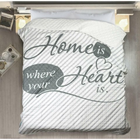 Narzuta dekoracyjna 170x210 Alva home is heart dom jest sercem biała srebrna stalowa paski Narzuta dekoracyjna 170x210 Alva home is heart dom jest sercem biała srebrna stalowa paski