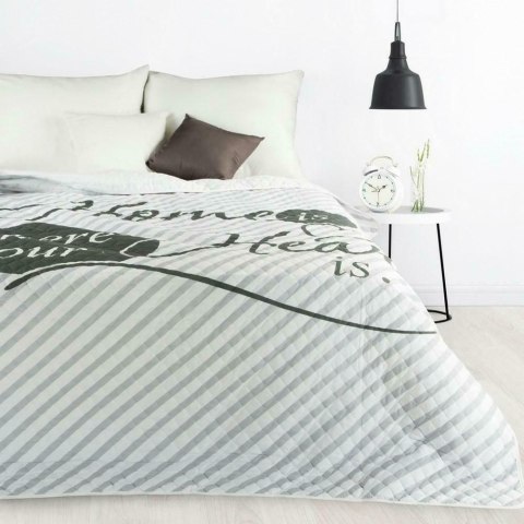 Narzuta dekoracyjna 170x210 Alva home is heart dom jest sercem biała srebrna stalowa paski Narzuta dekoracyjna 170x210 Alva home is heart dom jest sercem biała srebrna stalowa paski