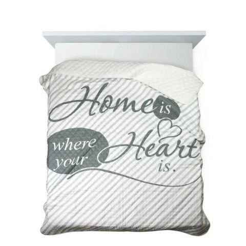 Narzuta dekoracyjna 170x210 Alva home is heart dom jest sercem biała srebrna stalowa paski Narzuta dekoracyjna 170x210 Alva home is heart dom jest sercem biała srebrna stalowa paski