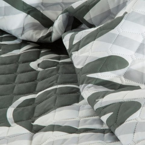 Narzuta dekoracyjna 170x210 Alva home is heart dom jest sercem biała srebrna stalowa paski Narzuta dekoracyjna 170x210 Alva home is heart dom jest sercem biała srebrna stalowa paski
