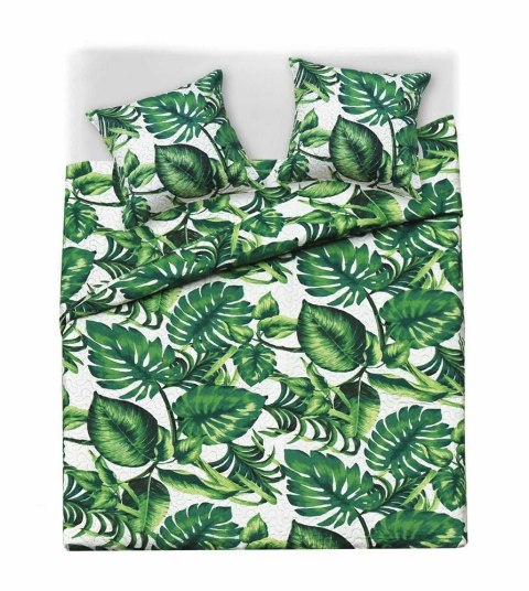 Narzuta dekoracyjna 240x260 biała liście monstera palmy pikowana Palms Narzuta dekoracyjna 240x260 biała liście monstera palmy pikowana Palms