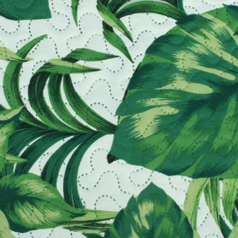 Narzuta dekoracyjna 240x260 biała liście monstera palmy pikowana Palms Narzuta dekoracyjna 240x260 biała liście monstera palmy pikowana Palms