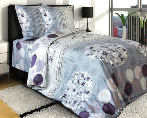 Pościel bawełniana 160x200 4091/1 Kwiaty w kołach biała szara wrzosowa Luxury 01 Pościel bawełniana 160x200 4091/1 Kwiaty w kołach biała szara wrzosowa Luxury 01