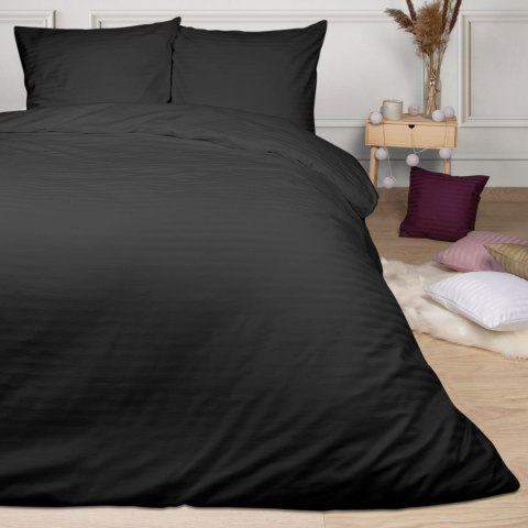 Poszewka satynowa 50x60 czarna pasy jednobarwna Cizgili adamaszkowa Poszewka satynowa 50x60 czarna pasy jednobarwna Cizgili adamaszkowa