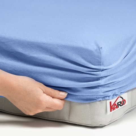Prześcieradło jersey z gumką 80x200 błękitne 028 grube 150g/m2 KARO Prześcieradło jersey z gumką 80x200 błękitne 028 grube 150g/m2 KARO