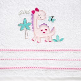 Ręcznik dziecięcy 75x75 Baby 29 biały różowy dinozaur 450g/m2 Eurofirany