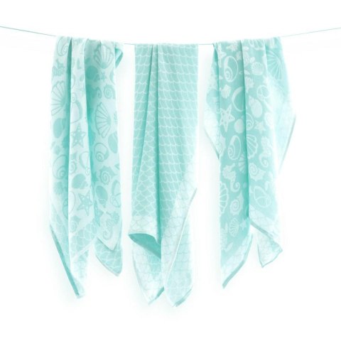 Komplet pieluch bambusowych 70x70 3szt Muszelki miętowy 8563x2+ 8564 pieluchy bambusowe Komplet pieluch bambusowych 70x70 3szt Muszelki miętowy 8563x2+ 8564 pieluchy bambusowe