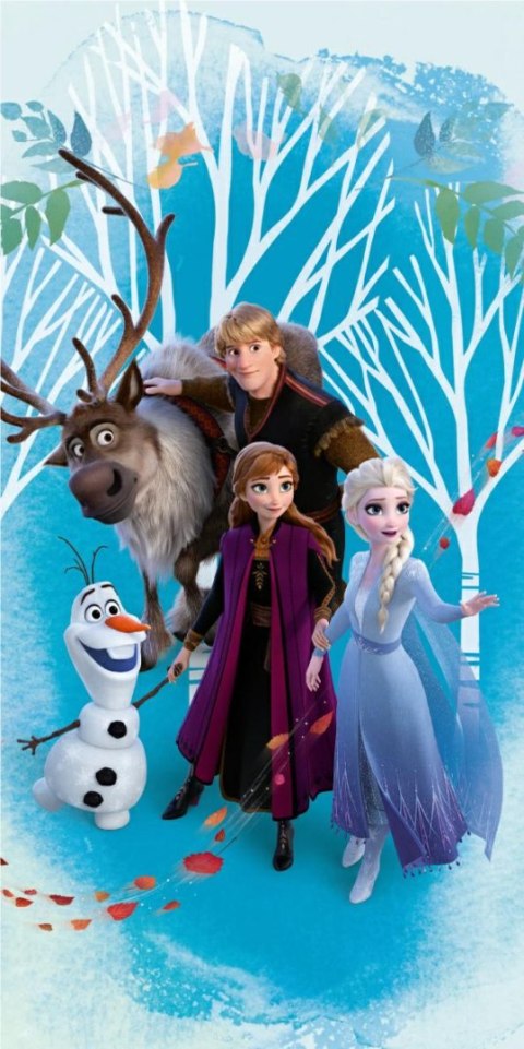 Ręcznik plażowy 70x140 Frozen 2924 Kraina Lodu Anna Elsa Kristoff Sven i Olaf las niebieski Ręcznik plażowy 70x140 Frozen 2924 Kraina Lodu Anna Elsa Kristoff Sven i Olaf las niebieski