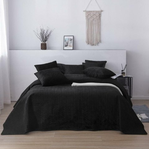 Narzuta kapa pikowana 240x220 welurowa czarna Moxie Narzuta kapa pikowana 240x220 welurowa czarna Moxie