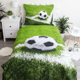 Pościel bawełniana 140x200 Piłka nożna boisko Football zielona ball 4317 młodzieżowa piłkarska kibica