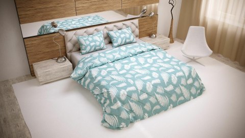 Pościel bawełniana 160x200 Liście miętowa biała 28259/1 Luxury 01 Pościel bawełniana 160x200 Liście miętowa biała 28259/1 Luxury 01