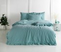 Pościel bawełniana 160x200 niebieska mineralna z falbanką jednobarwna w pudełku jednobarwna Stonewashed Mineral Blue Pościel bawełniana 160x200 niebieska mineralna z falbanką jednobarwna w pudełku jednobarwna Stonewashed Mineral Blue
