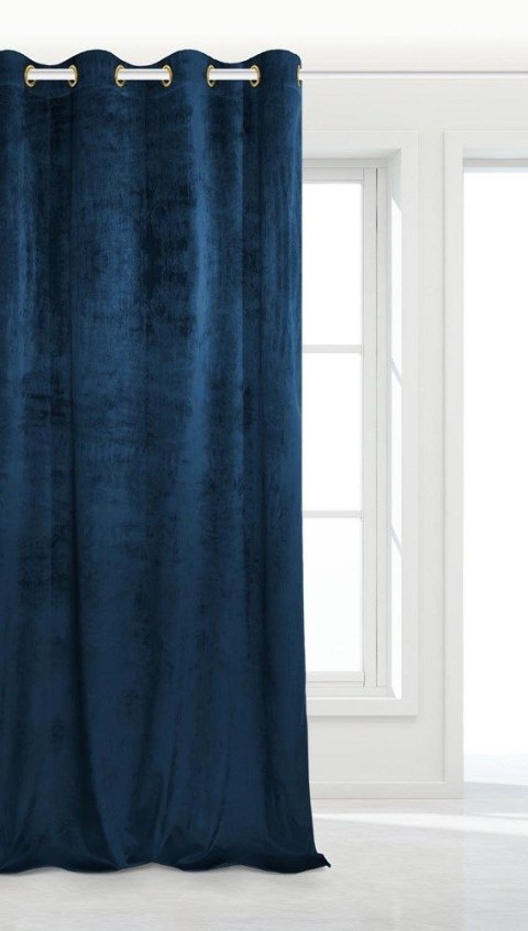 Zasłona gotowa 140x250 granatowa welurowa na przelotkach soft Velvet do salonu Zasłona gotowa 140x250 granatowa welurowa na przelotkach soft Velvet do salonu