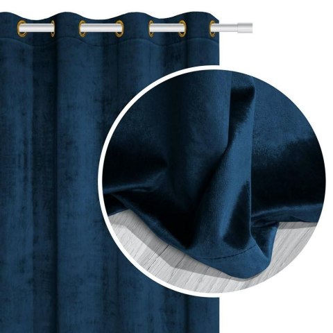 Zasłona gotowa 140x250 granatowa welurowa na przelotkach soft Velvet do salonu Zasłona gotowa 140x250 granatowa welurowa na przelotkach soft Velvet do salonu