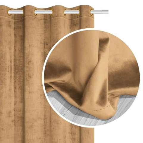 Zasłona gotowa 140x250 musztardowa welurowa na przelotkach soft Velvet do salonu Zasłona gotowa 140x250 musztardowa welurowa na przelotkach soft Velvet do salonu