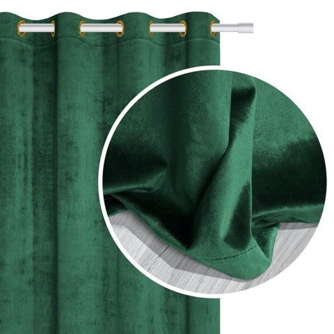 Zasłona gotowa 140x250 zielona butelkowa na przelotkach soft Velvet do salonu Zasłona gotowa 140x250 zielona butelkowa na przelotkach soft Velvet do salonu