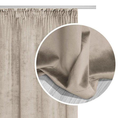 Zasłona gotowa 140x270 beżowa welurowa na taśmie soft Velvet do salonu Zasłona gotowa 140x270 beżowa welurowa na taśmie soft Velvet do salonu