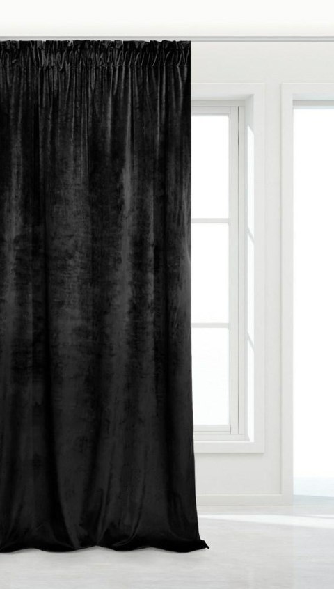 Zasłona gotowa 140x270 czarna welurowa na taśmie soft Velvet do salonu Zasłona gotowa 140x270 czarna welurowa na taśmie soft Velvet do salonu