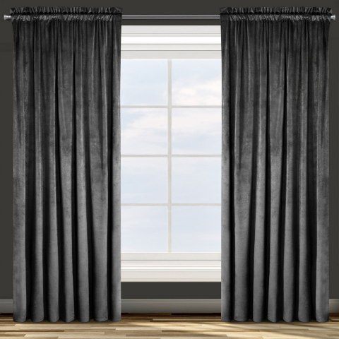 Zasłona gotowa na taśmie 140x270 Rosa czarna welurowa D91 Zasłona gotowa na taśmie 140x270 Rosa czarna welurowa D91