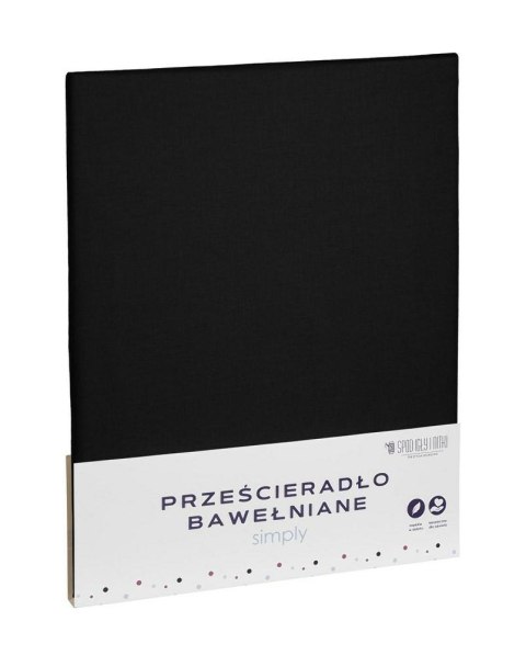 Prześcieradło bawełniane 220x200 czarne jednobarwne Simply Prześcieradło bawełniane 220x200 czarne jednobarwne Simply