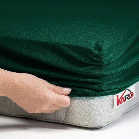 Prześcieradło jersey z gumką 140x200 zielone butelkowe 074 grube 150g/m2 KARO Prześcieradło jersey z gumką 140x200 zielone butelkowe 074 grube 150g/m2 KARO