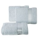 Ręcznik Milan 50x90 srebrny frotte 500g/m2 bawełniany z bordiurą przetykaną błyszczącą nicią Eurofirany Ręcznik Milan 50x90 srebrny frotte 500g/m2 bawełniany z bordiurą przetykaną błyszczącą nicią Eurofirany