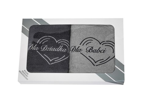 Dla Babci i Dziadka Komplet ręczników w pudełku 2 szt 70x140 szary grafitowy Dla Babci i Dziadka Komplet ręczników w pudełku 2 szt 70x140 szary grafitowy