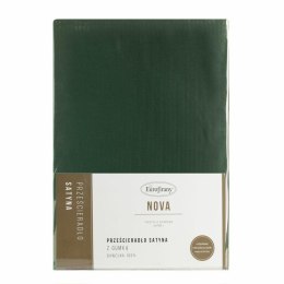 Prześcieradło satynowe z gumką 100x200 Nova zielone ciemne na wysoki materac 25 cm Eurofirany