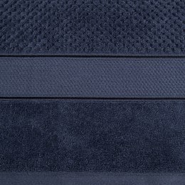 Ręcznik Jessi 70x140 granatowy frotte 500g/m2 z fakturą wytłaczanej krateczki i welurową bordiurą Eurofirany