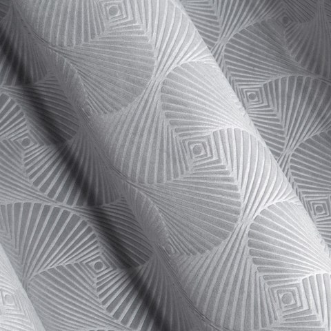 Zasłona 140x250 Ellen stalowa welurowa gotowa na przelotkach wzór geometryczny Zasłona 140x250 Ellen stalowa welurowa gotowa na przelotkach wzór geometryczny