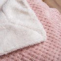 Koc narzuta Sherpa 150x200 pudrowy różowy wafelek baranek z mikrofibry dwustronny Koc narzuta Sherpa 150x200 pudrowy różowy wafelek baranek z mikrofibry dwustronny