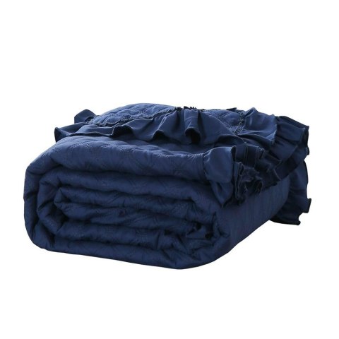 Narzuta z falbanką 240x220 Ruffy granatowa falbanka romby glamour dekoracyjna Narzuta z falbanką 240x220 Ruffy granatowa falbanka romby glamour dekoracyjna