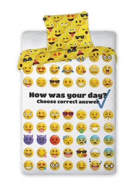 Pościel bawełniana 140x200 wesołe Emotki 018 młodzieżowa Emoji buźki emotikonki emotikony biała żółta 9029 Pościel bawełniana 140x200 wesołe Emotki 018 młodzieżowa Emoji buźki emotikonki emotikony biała żółta 9029